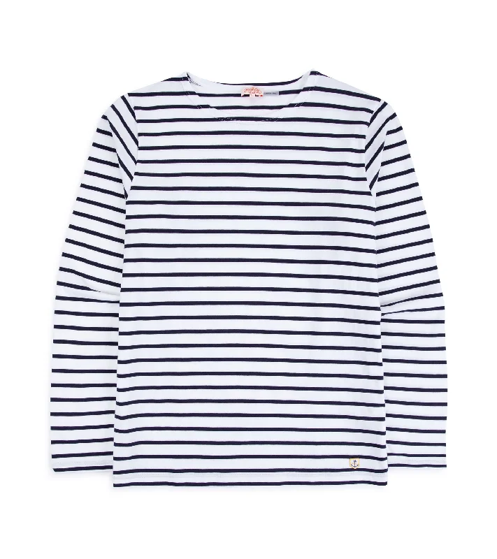 Armor Lux Lightweight Breton Striped T-Shirt: White Navy