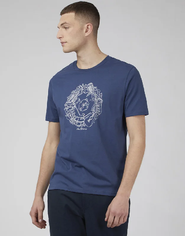 Ben Sherman Music Flow Target Blue Denim T-Shirt