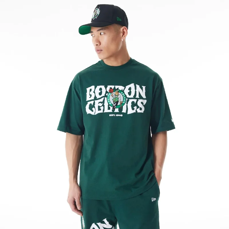 Boston Celtics NBA Graphic Dark Green Oversized T-Shirt