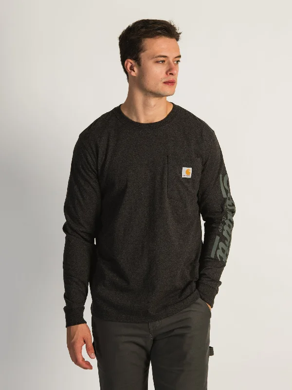 CARHARTT HEAVYWEIGHT LONG SLEEVE SCRIPT T-SHIRT