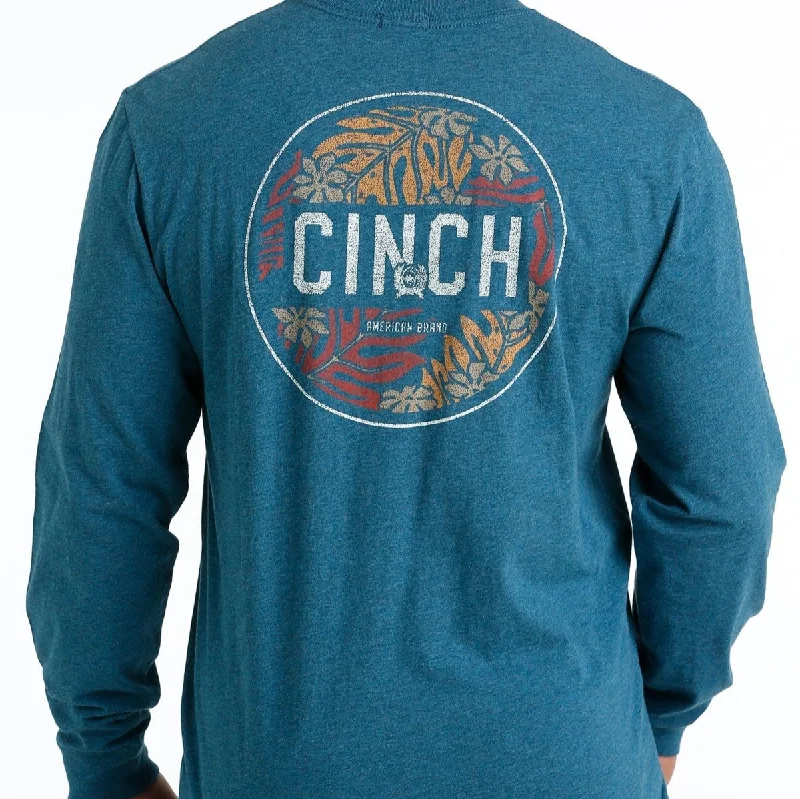 Cinch Men's Blue Long Sleeve T-Shirt