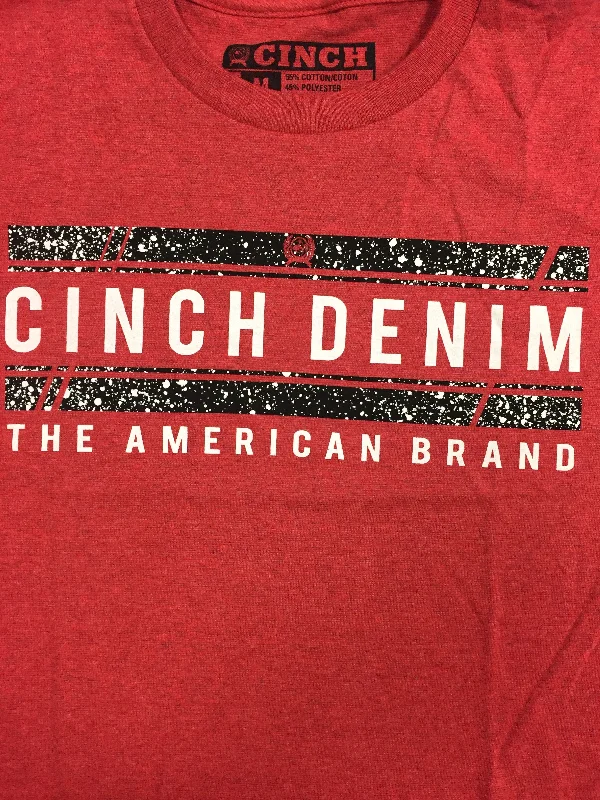 Cinch Men's Red Screen Print Jersey T-Shirt