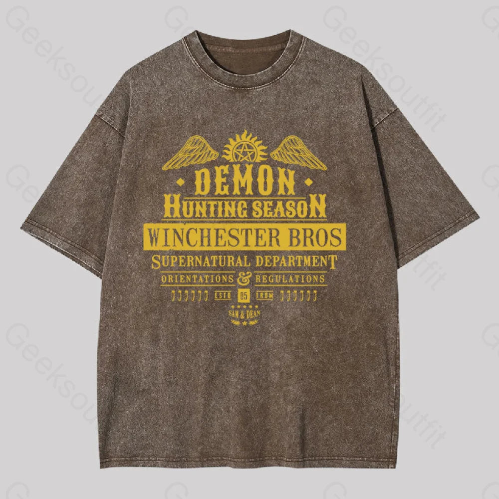 Demon Hunting Season Geek Washed T-shirt