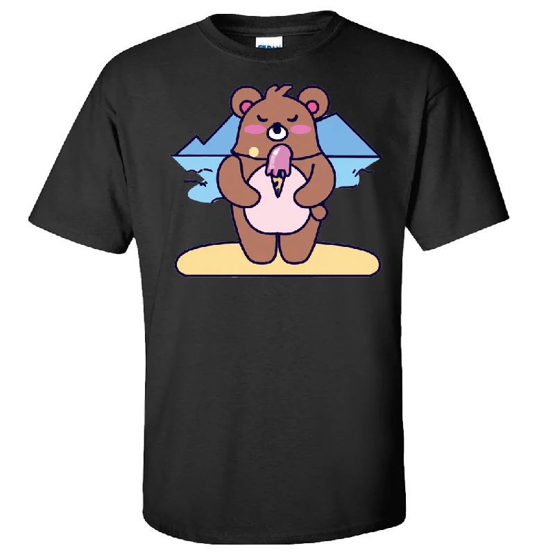 Kawaii Grizzly Bear Eating Ice Cream Asst Colors T-shirt/tee