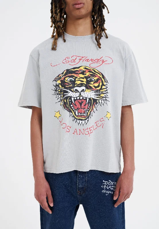 Mens La-Tiger-Vintage T-Shirt - Grey