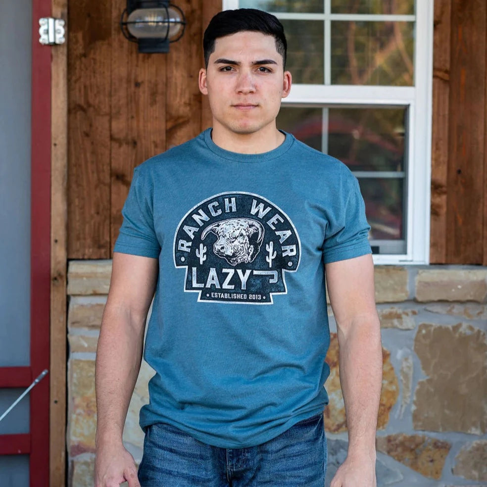 Lazy J Ranch Wear Blue Cactus Arrowhead T-Shirt