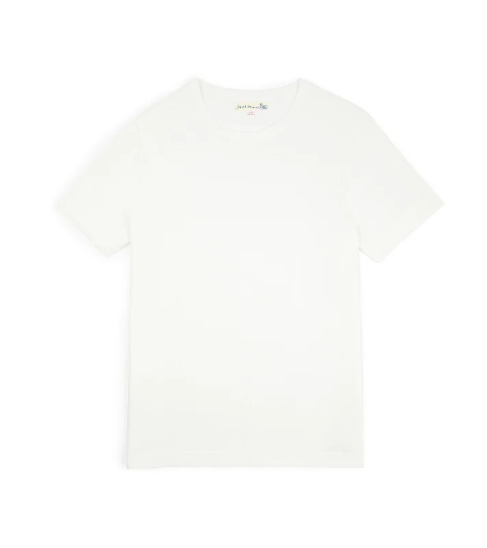 Merz b. Schwanen 215 Classic Fit Loopwheel Cotton T-Shirt: White