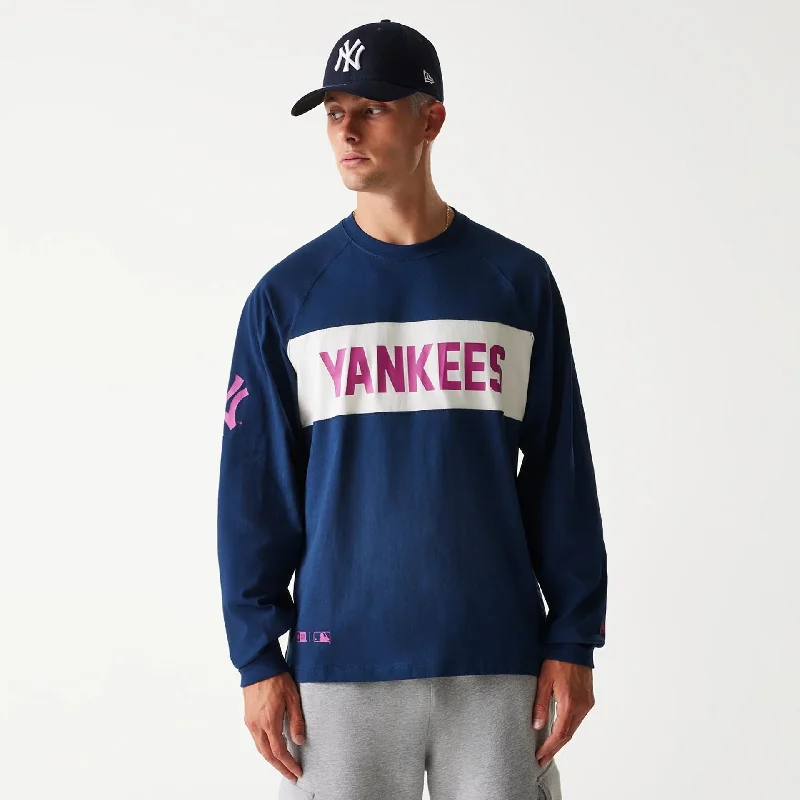 New York Yankees Korea Navy Long Sleeve T-Shirt