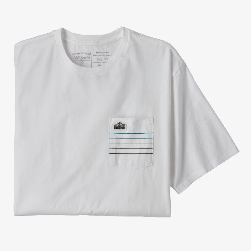 Patagonia Line Logo Ridge Stripe Organic Pocket T-Shirt White