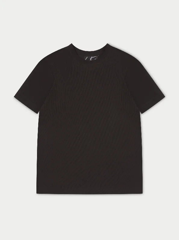 RIB TEXTURED T-SHIRT - BLACK