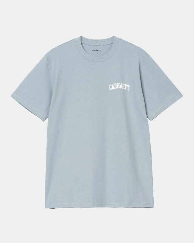 University Script T-Shirt | Dusty Ice / White