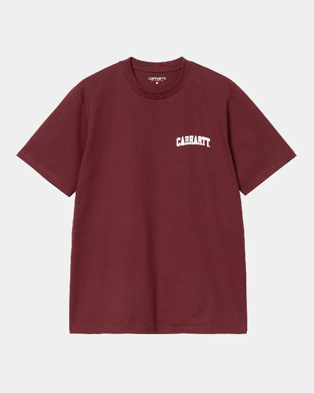 University Script T-Shirt | Malbec / White