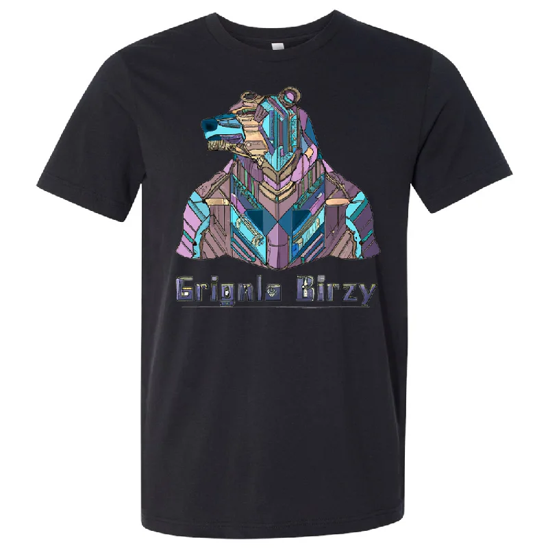 Stained Glass Cyborg Grizzly Bear Asst Colors Mens Lightweight Fitted T-Shirt/tee