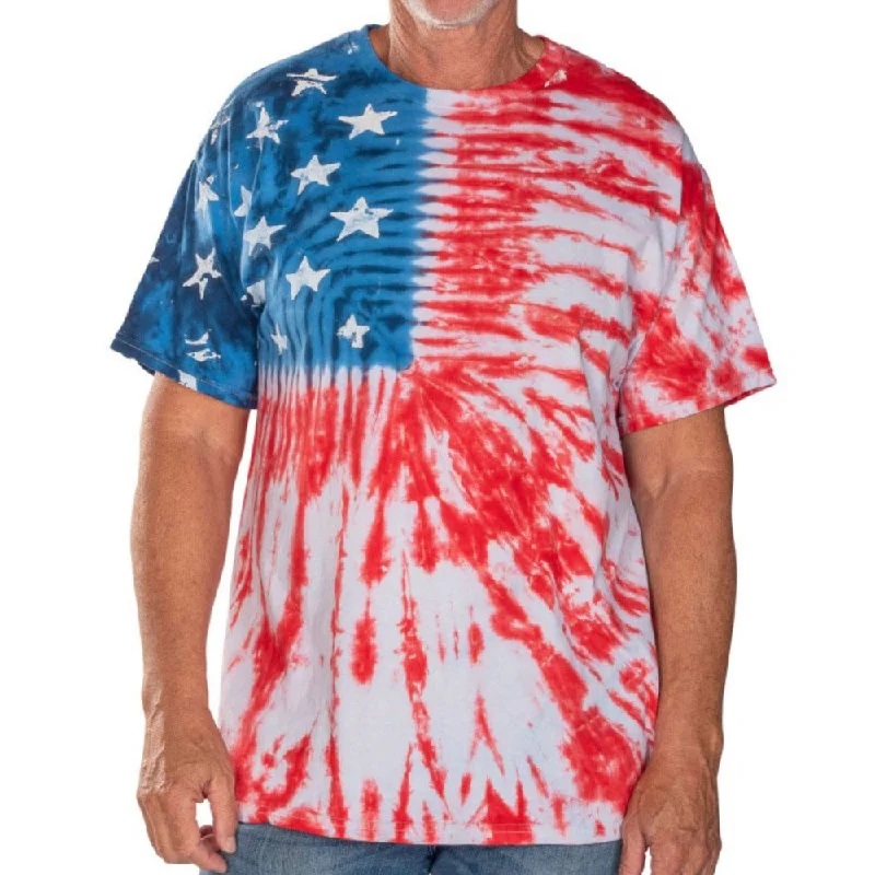 Men's Patriotic Tie Dye Painted Stars T-Shirt