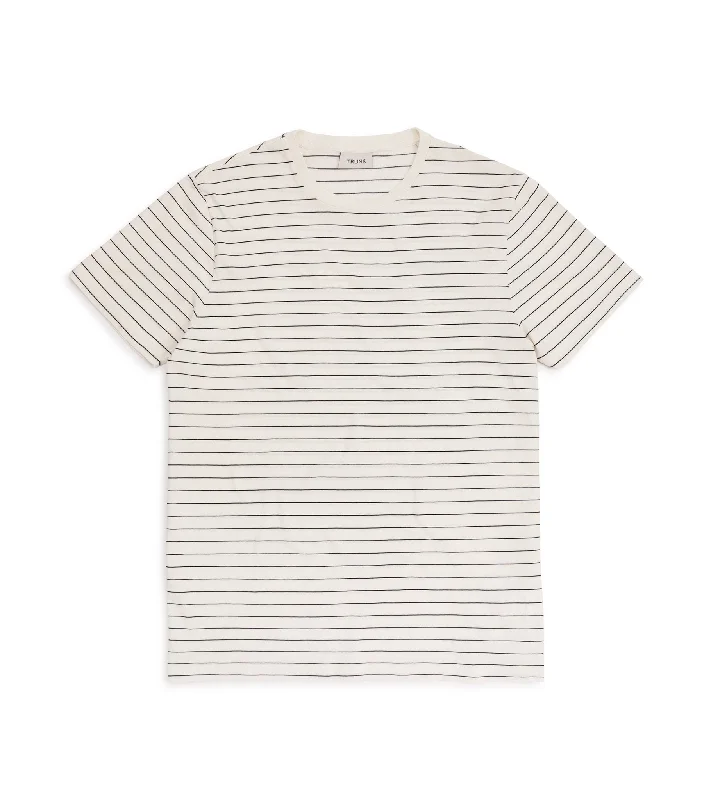 Trunk York Organic Cotton Fine Stripe T-Shirt: Ecru