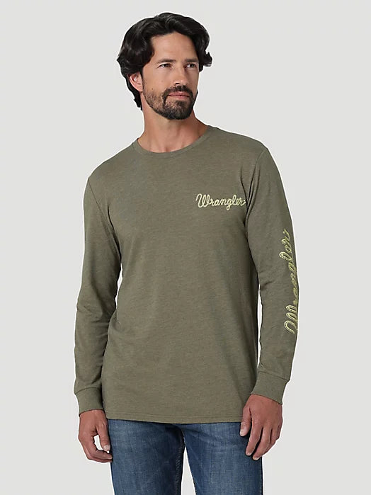 Wrangler Men's Long Sleeve Rope Arm Logo Graphic T-Shirt