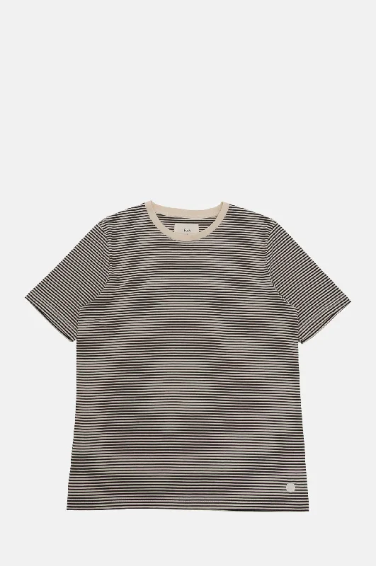 1x1 Stripe Tee Charcoal Ecru