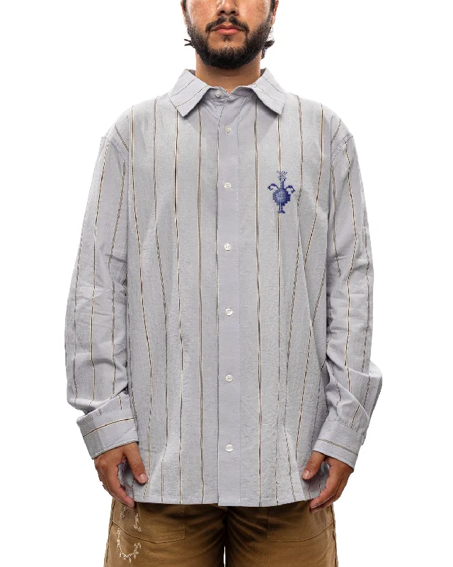 Jarra Striped Poplin Button-Down Shirt Light Blue