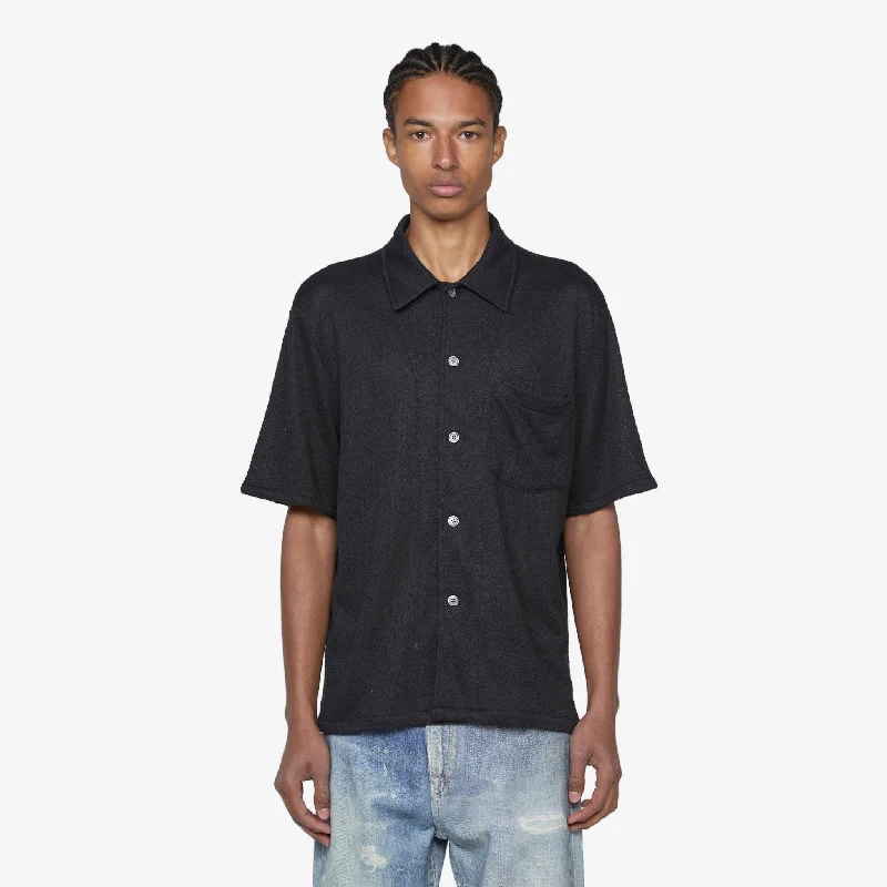 Box Short Sleeve Shirt Black Boucle