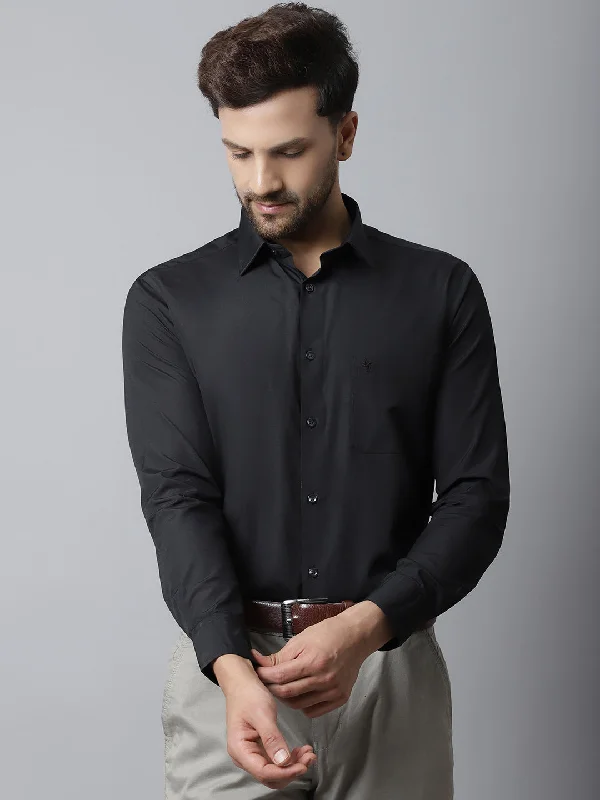 Men's Black Formal Plain Full Sleeve Shirt