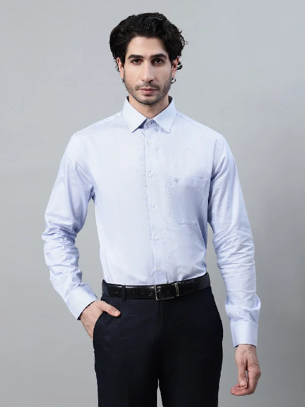 Men's Blue Formal Pin Stripe Full Sleeve Shirt