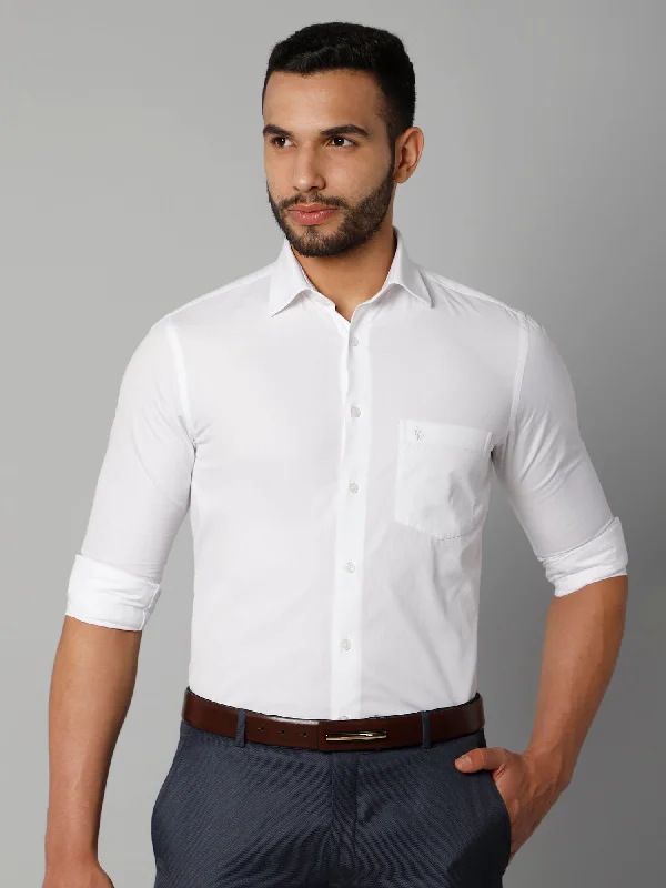 Men's White Formal Plain Full Sleeve Shirt