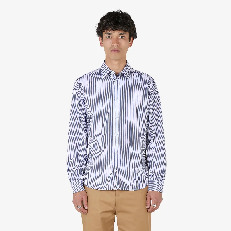 Classic Shirt in Cotton with Logo Handwriting Brown | Blue Stripes