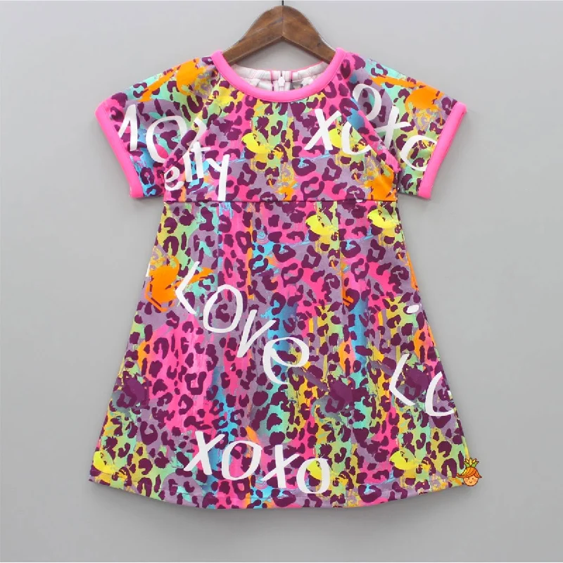 Colourful Animal Printed Short Sleeves Fancy Dress