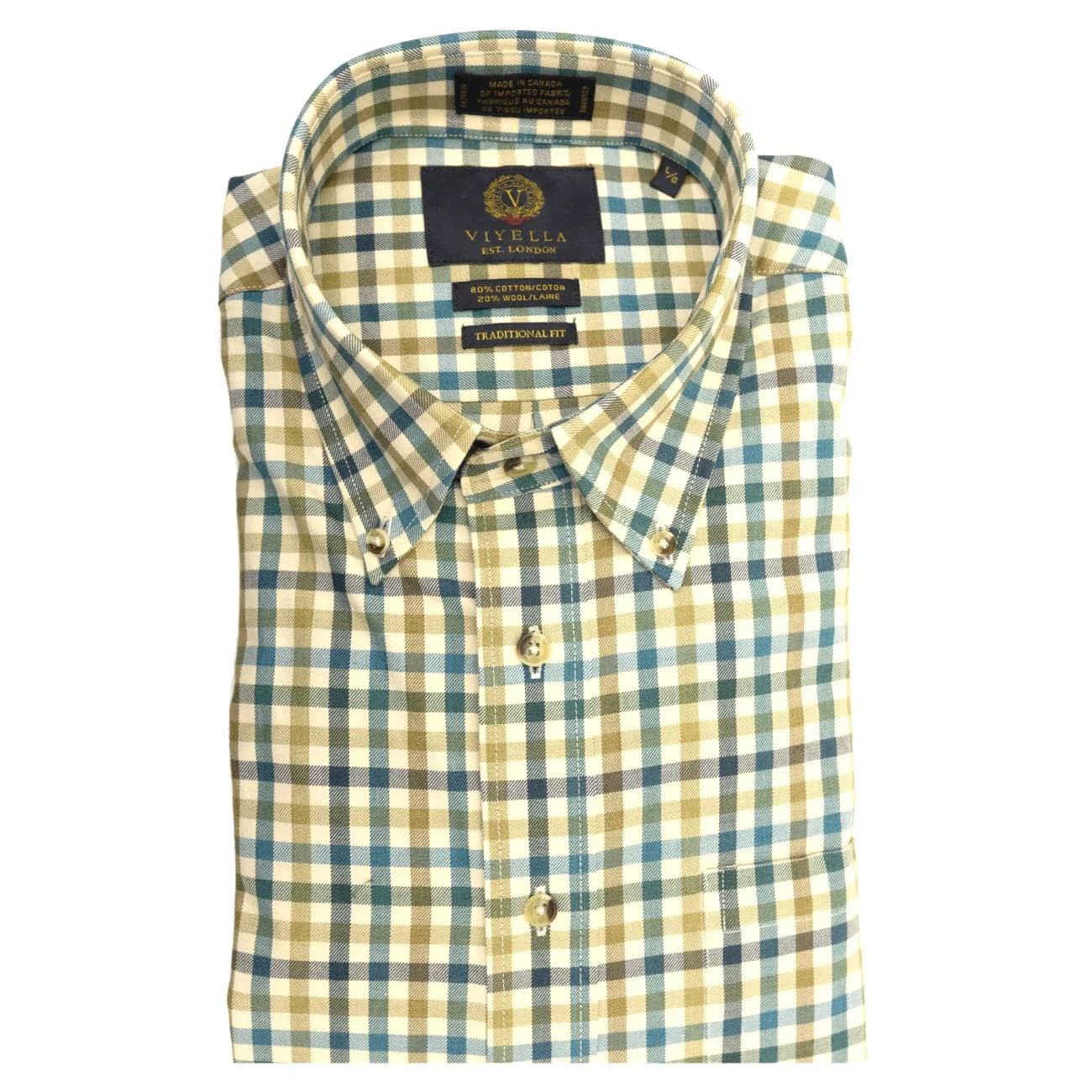 Viyella Long Sleeve Sage Plaid Sport Shirt - 559444 52