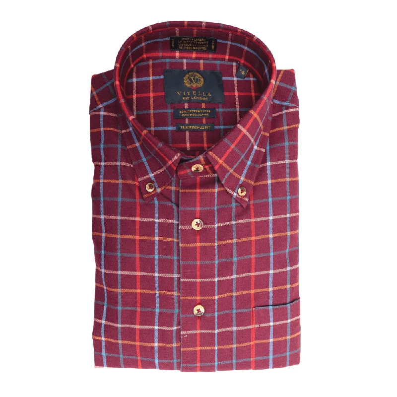 Viyella Long Sleeve Wine Plaid Sport Shirt - 559433 94