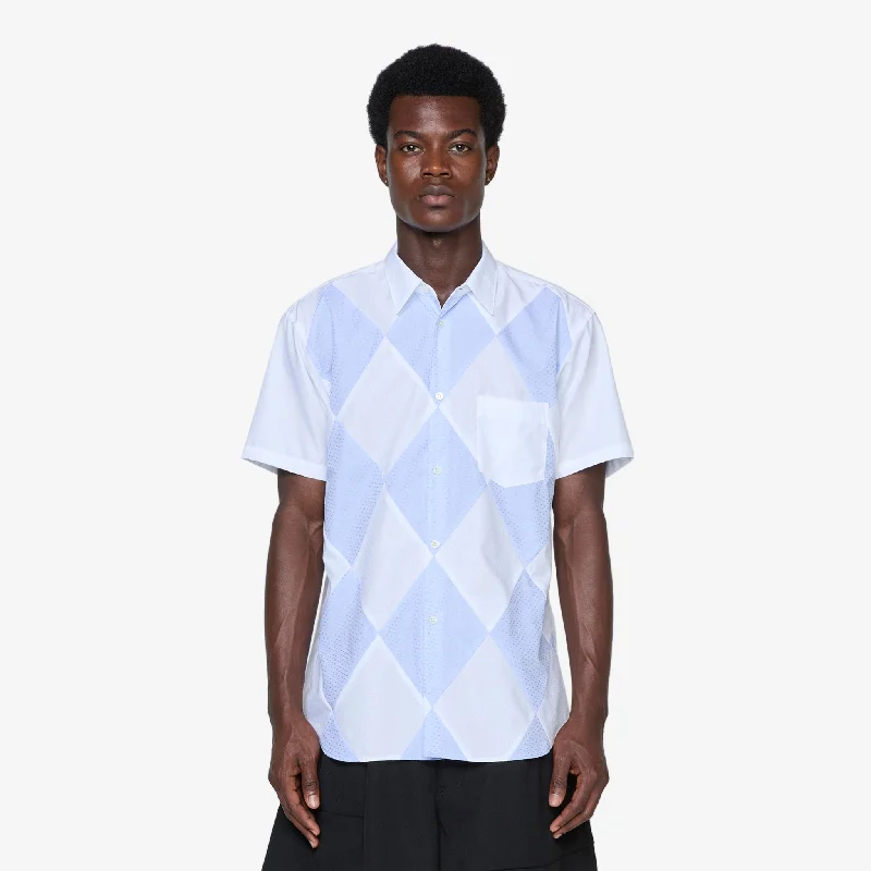 Diamond Patchwork Shirt White | Blue