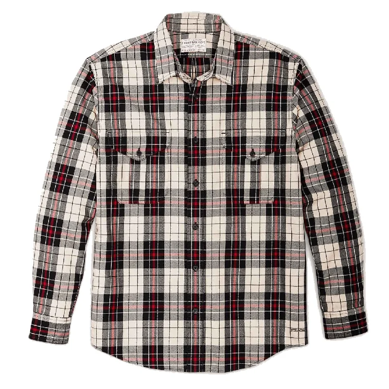 Filson Light Weight Alaskan Guide Shirt Guide Light Cotton Off-white Black Red