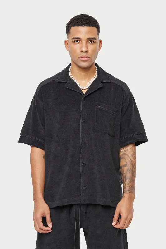 HEAVYWEIGHT TOWELLED REVERE SHIRT - BLACK