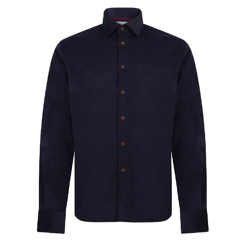 James Purdey Mount Fit Needle Cord Shirt Navy