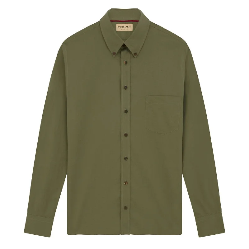 James Purdey Seersucker Button Down Collar Shirt Green