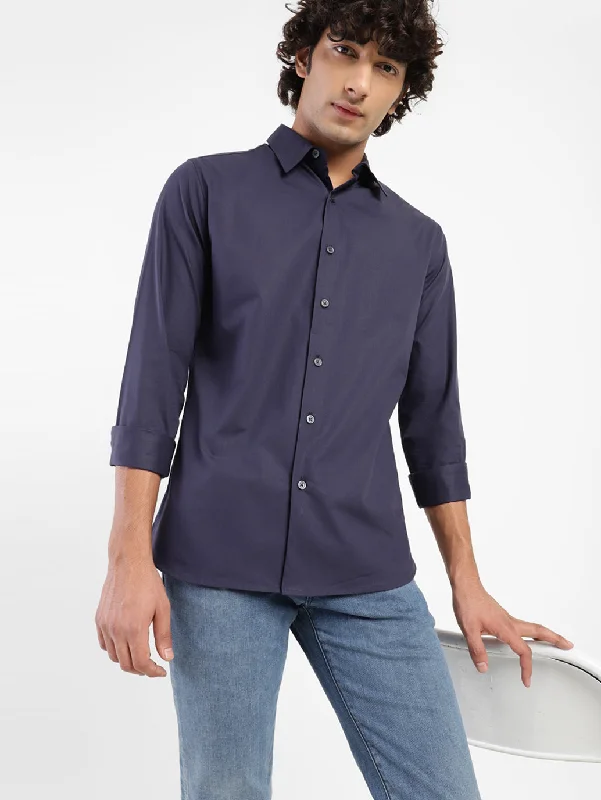 Men's Solid Spread Slim Fit Shirt