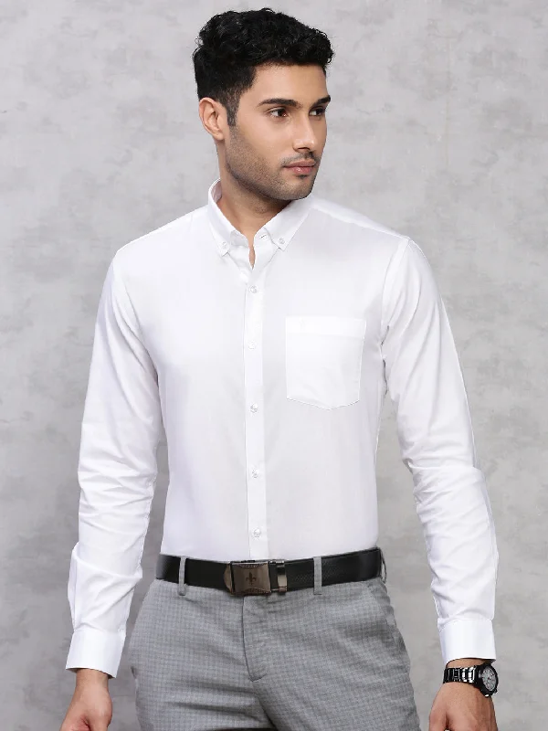 Men 100% Cotton White Shirt Oxford