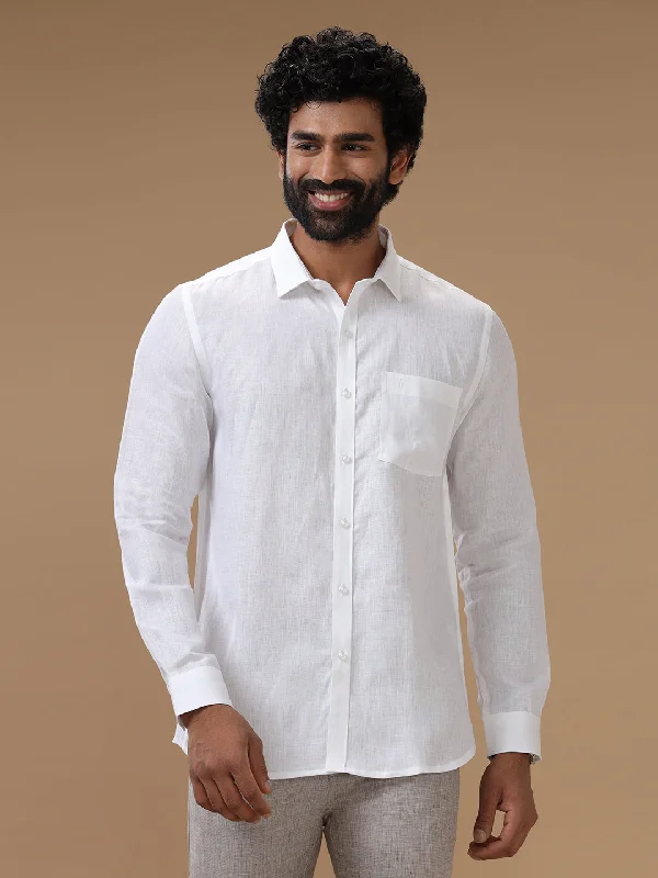 Men 100% Pure Linen White Shirt European Linen