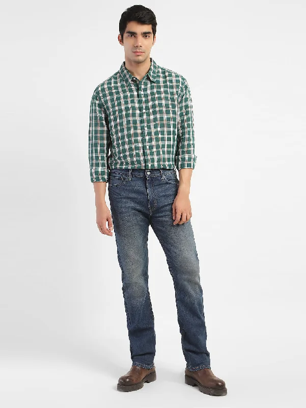 Men's Checkered Spread Collar Linen Shirt