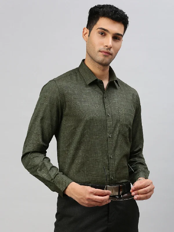 Men Cotton Blend Shirt Green T33 TI4