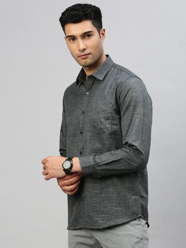 Men Cotton Blend Shirt Grey T33 TI2