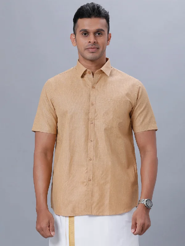 Men Cotton Formal Half Sleeves Mustard Shirt T1 GC15