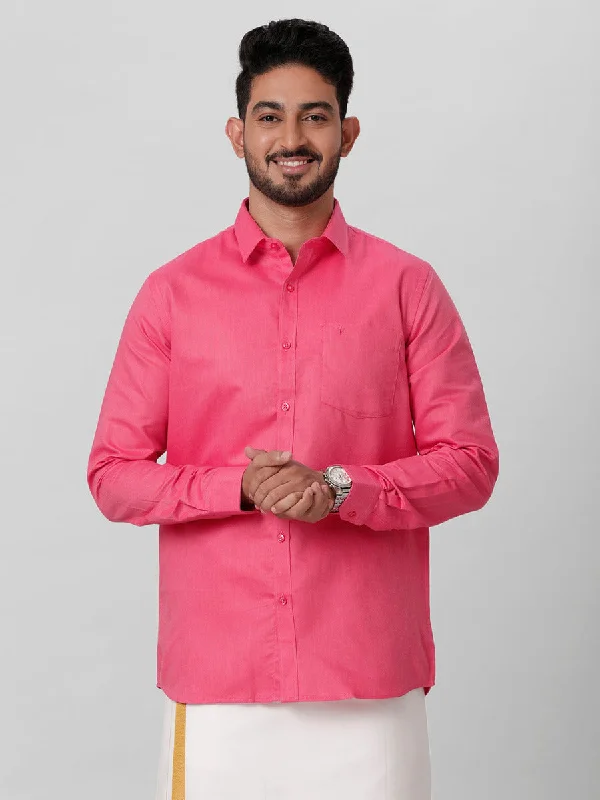 Men Cotton Rich Pink Full Sleeves Shirt TG2