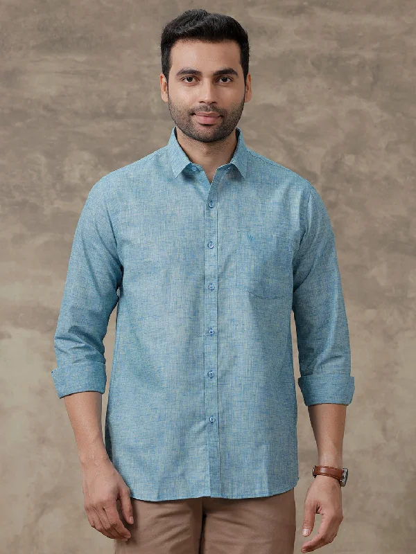 Men Cotton Rich Shirt Blue T39 TO5