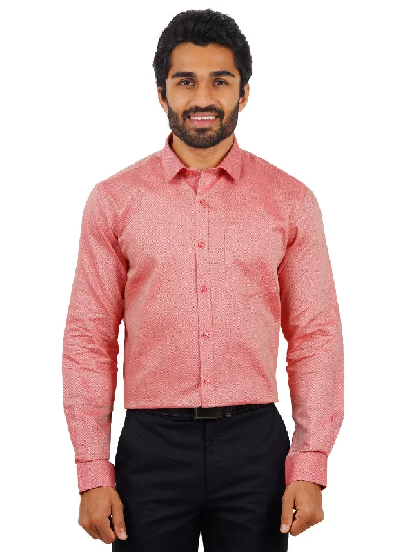 Men Poly Cotton Shirt Full Sleeves Bright Pink T18 CY3