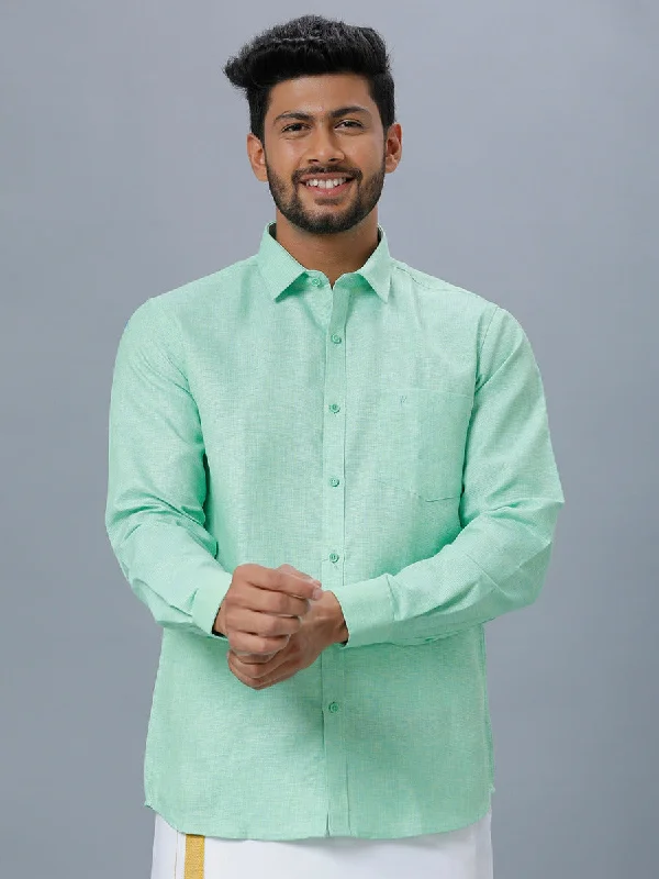 Men  Cotton Rich Shirt Full Sleeves Pista Green T25 TA3