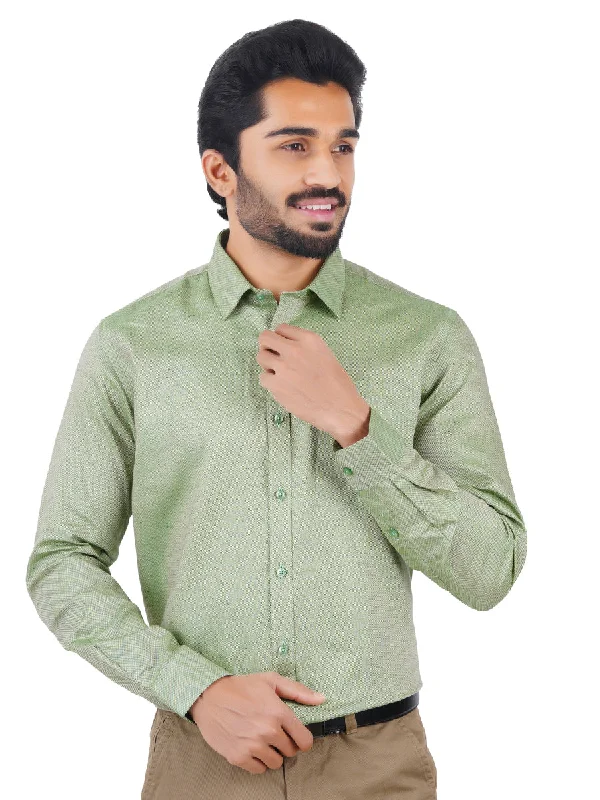 Men Poly Cotton Shirt Full Sleeves Plus Size Green T18 CY4