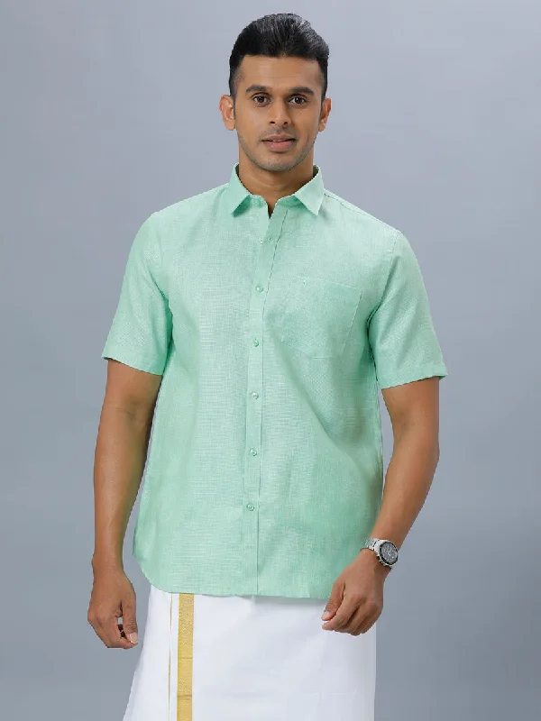 Mens Cotton Rich Shirt Half Sleeves Pista Green T25 TA3