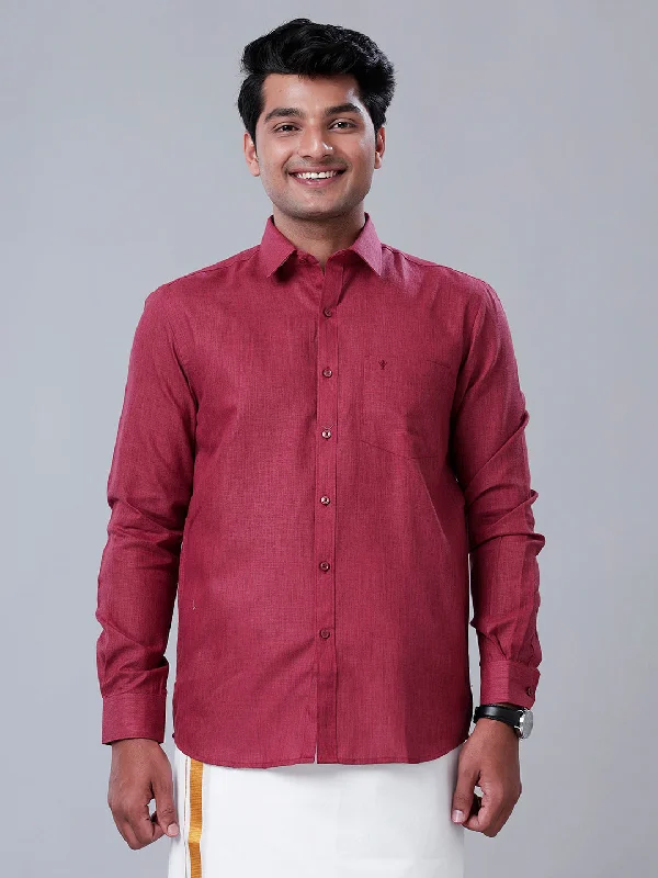 Men Cotton Rich Shirt Maroon T26 TB10