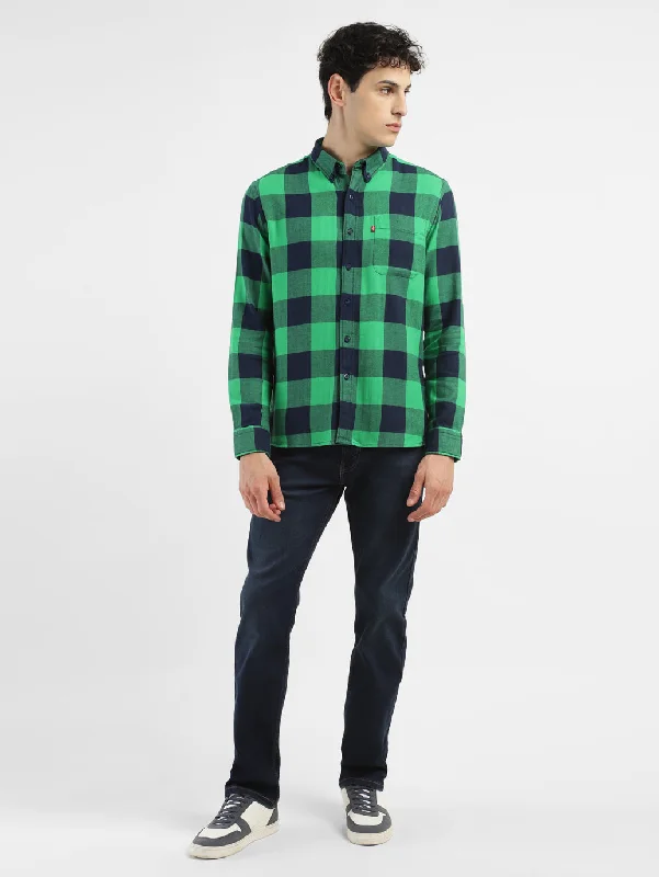 Men's Checkered Spread Collar Shirt